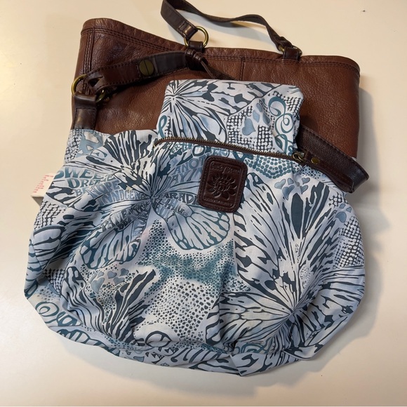 Lucky Brand Cinnamon Brown Leather Convertible ABBEY ROAD Fold Over shoulder Bag - Picture 8 of 13